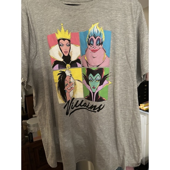 Disney Tops - Disney Villains Gray T-Shirt 3X Ursula Maleficent Evil Queen Cruella de Vil